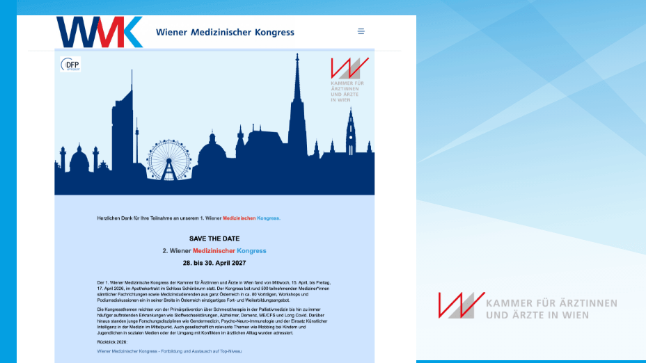 Referenz mit Darstellung einer Wiener Ärtztekammer Event-Website