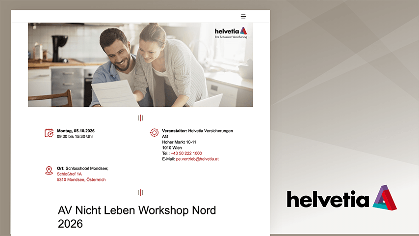 Referenz mit Darstellung einer Helvetia Event-Website