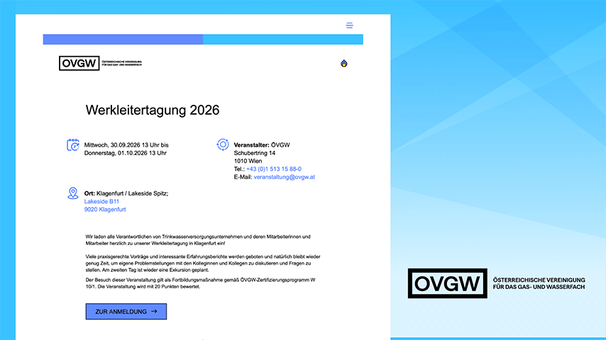 Referenz mit Darstellung einer ÖVGW Event-Website