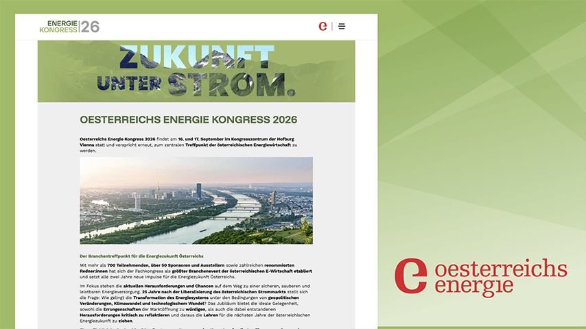 Referenz mit Darstellung einer Österreichs Energie Event-Website
